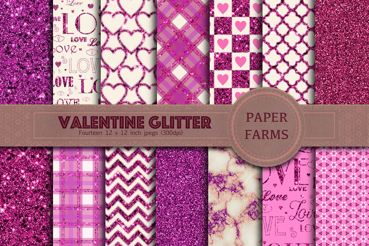 Valentine Glitter digital paper in Patterns - product preview 8
