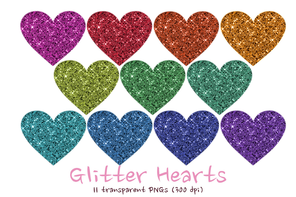 Glitter heart clipart  in Objects - product preview 8