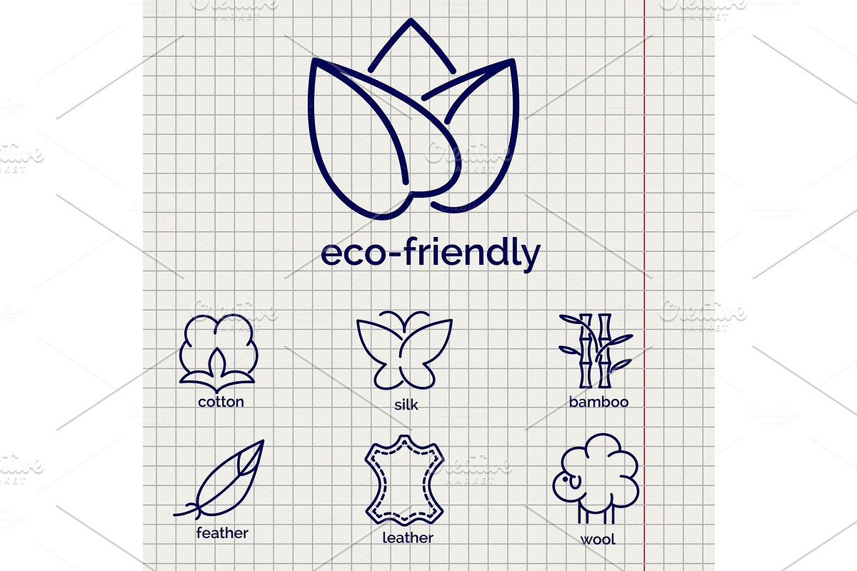 Eco-friendly fabric feature icons in Illustrations - product preview 8