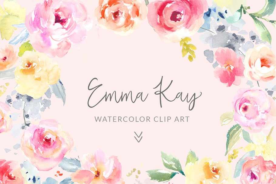 Emma Kay Watercolor Clip Art Flower in Illustrations - product preview 8