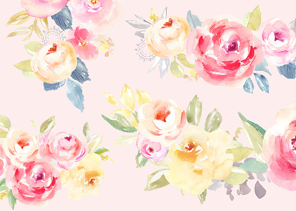 Emma Kay Watercolor Clip Art Flower in Illustrations - product preview 3