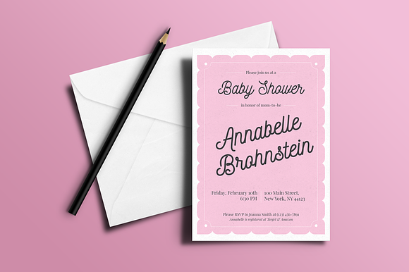 Baby Shower Invitation - Girl in Card Templates - product preview 1