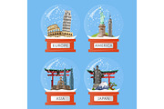 Snow globes with famous attractions