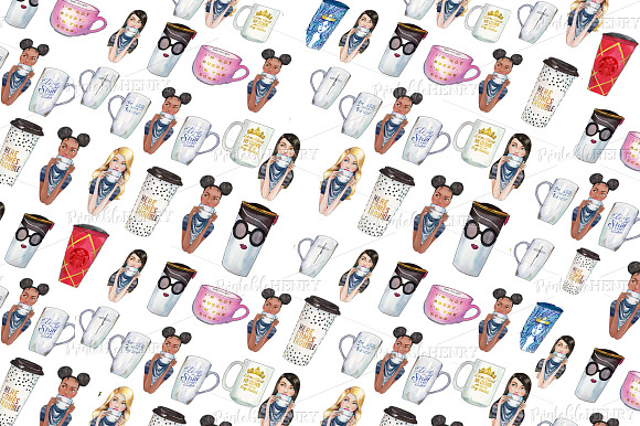 Coffeebreak watercolor clipart in Illustrations - product preview 3