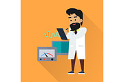 Scientist at Work Vector Flat Style Illustration