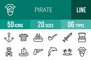 50 Pirate Line Icons