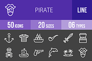 50 Pirate Line Inverted Icons