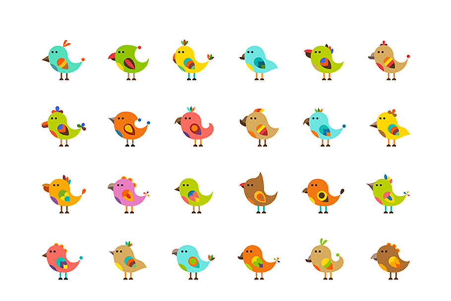 Cute birds iconset in Graphics - product preview 8