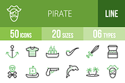 50 Pirate Line Green & Black Icons