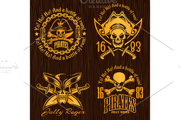 Pirate labels set - design for badges, logos and t-shirt prints. 