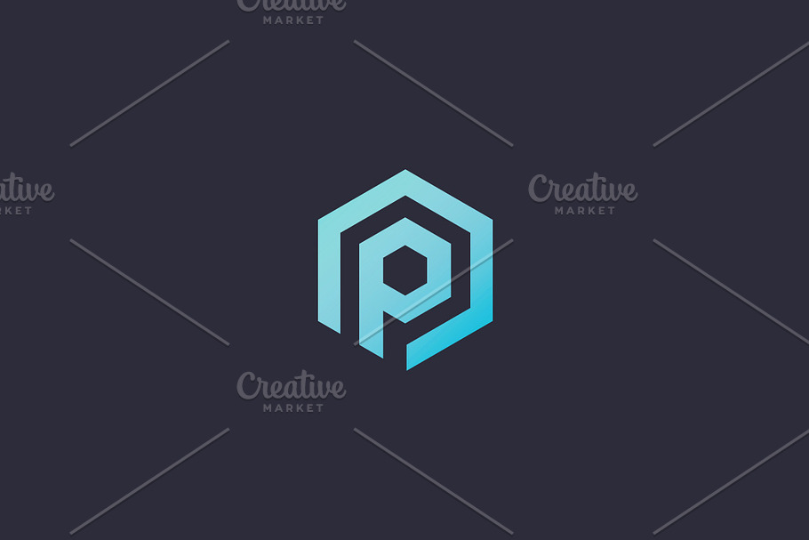 Abstract letter p vector logotype. Line hexagon creative simple logo design template. Universal geometric symbol font icon. in Logo Templates - product preview 8