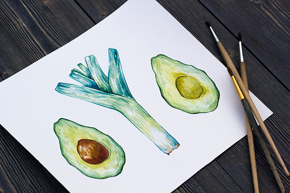 Watercolor Vegetables.  in Illustrations - product preview 4