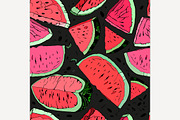 Hand Drawn Watermelon Pattern
