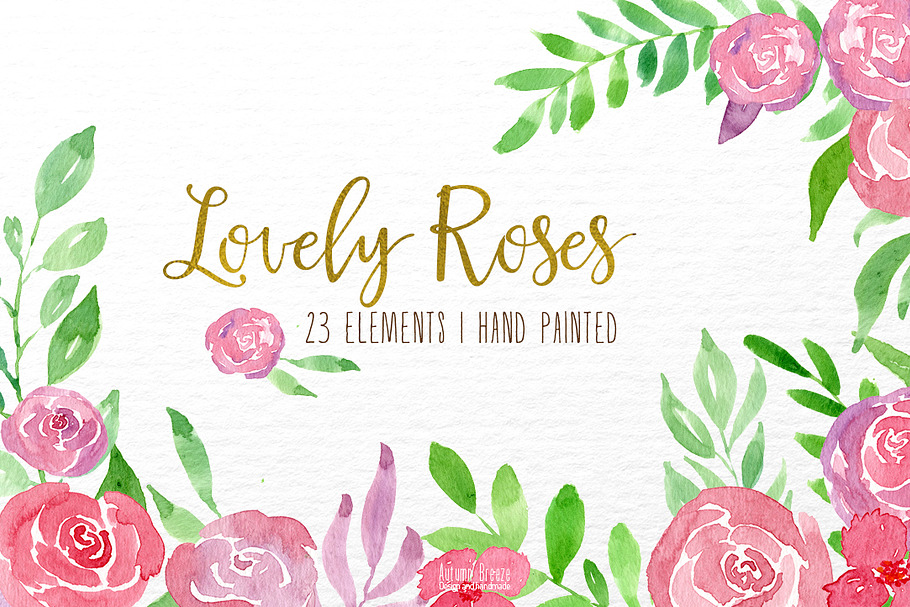 Watercolor,lovely roses in Illustrations - product preview 8
