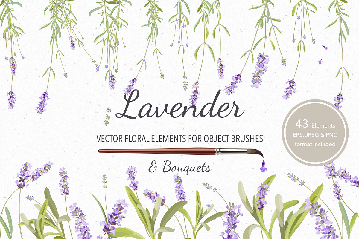 Vector object brushes. Lavender in Photoshop Brushes - product preview 8