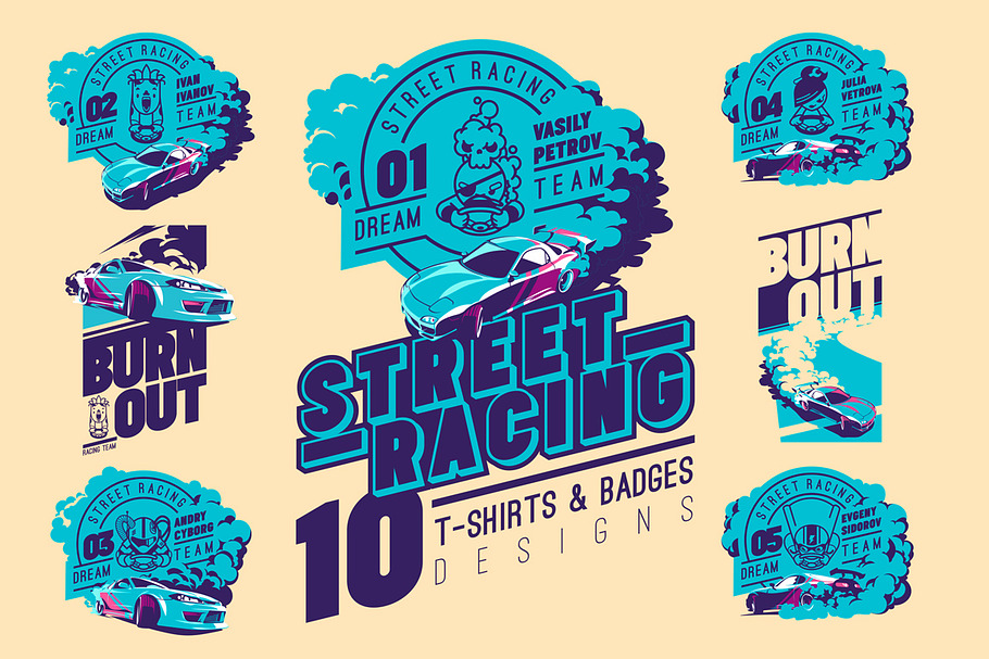 -30% Street Racing T-Shirts Badges in Illustrations - product preview 8