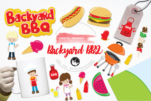 Backyard BBQ illustration pack