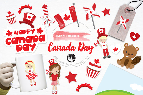 Canada day illustration pack