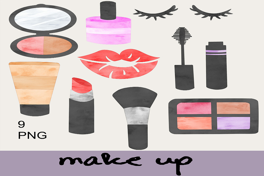 Cute Makeup Clip Art in Illustrations - product preview 8