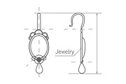 Jewelry Production Sketch of Earrings Isolated