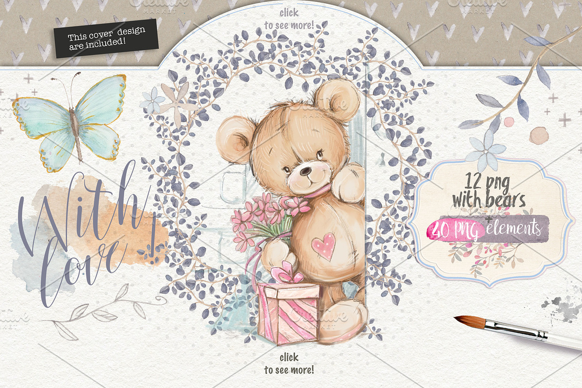 Teddy bears 2 in 1 in Illustrations - product preview 8