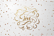 Lettering LOVE text gold colors.