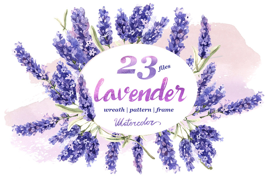Lavender PNG flowers in watercolor in Illustrations - product preview 8
