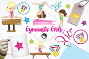 Gymnastic girls illustration pack