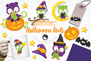Halloween owls illustration pack