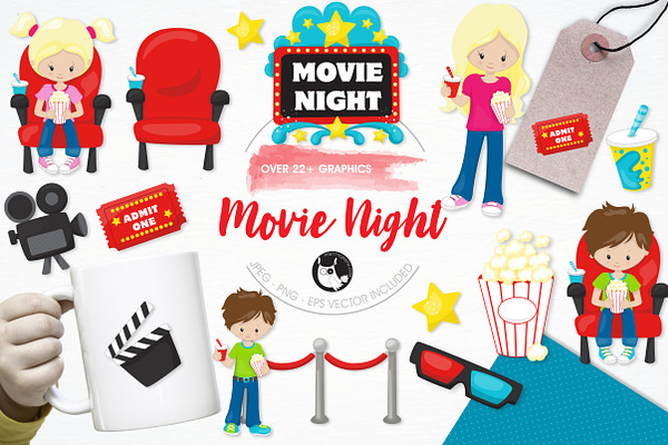 Movie night illustration pack