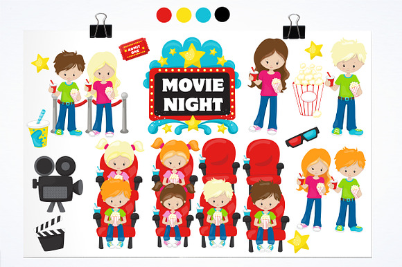 Movie night illustration pack in Illustrations - product preview 1