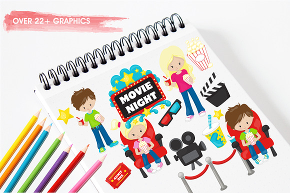 Movie night illustration pack in Illustrations - product preview 2