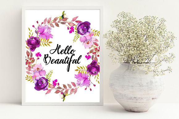  Violet Purple Watercolor Flowers  in Illustrations - product preview 4