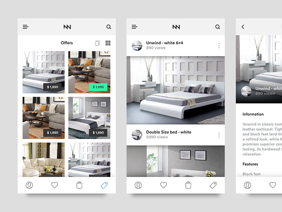 Online furniture shopping UI Kit iOS in UI Kits and Libraries - product preview 1