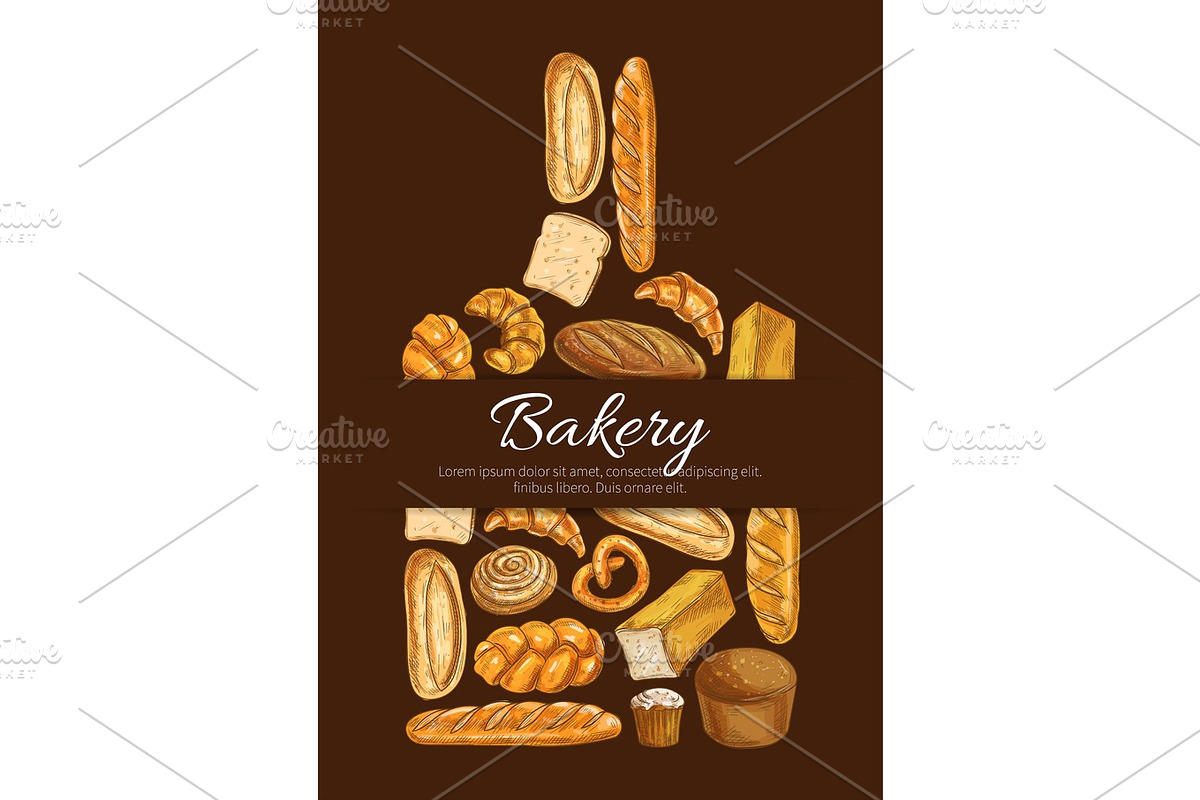 Bakery poster in shape of cutting board in Illustrations - product preview 8
