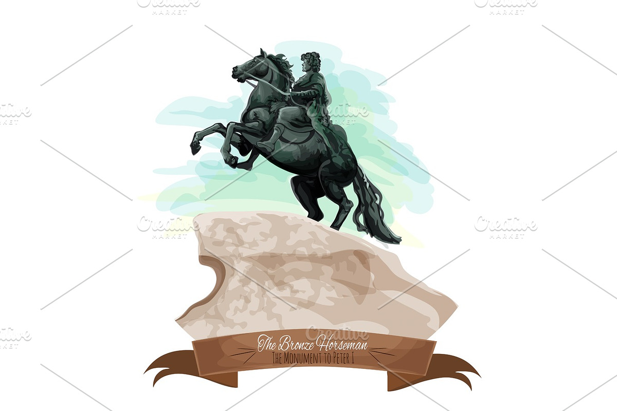 Russian travel sight icon with The Bronze Horseman in Illustrations - product preview 8