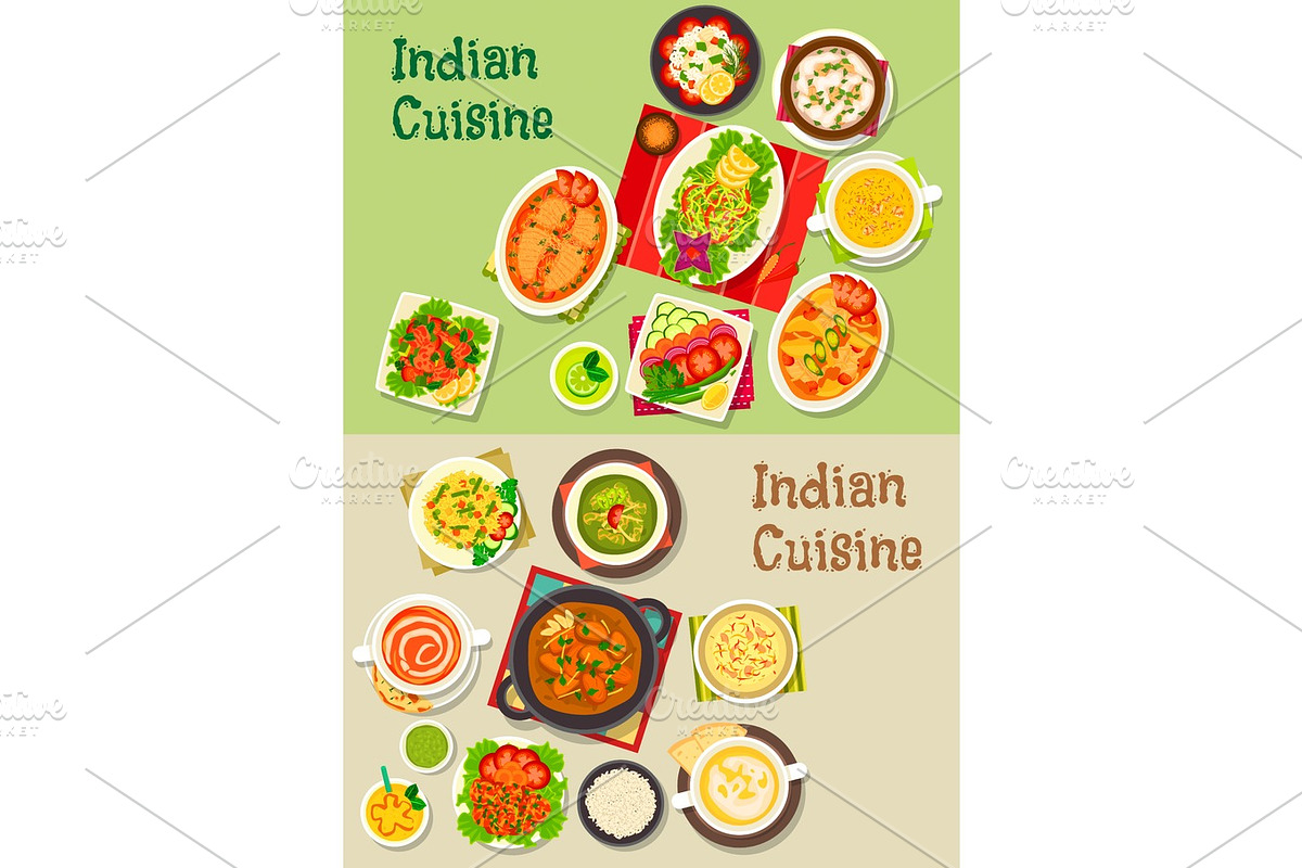 Indian cuisine dishes for restaurant menu design in Illustrations - product preview 8