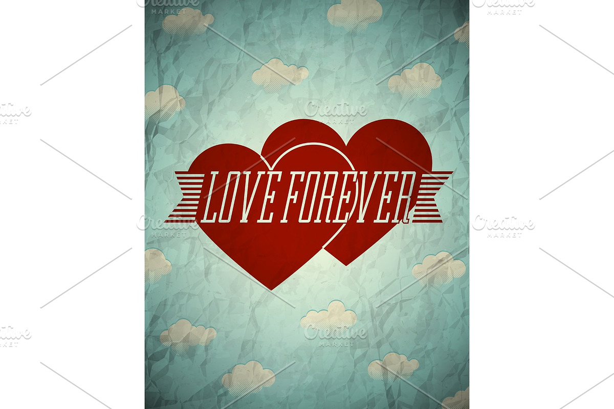 Love forever vintage card in Illustrations - product preview 8