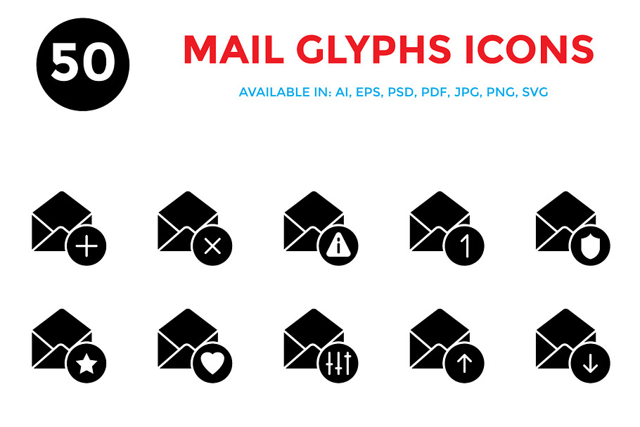 Mail Glyphs Icons 