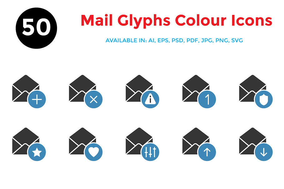 Mail Colour Glyphs Icons 