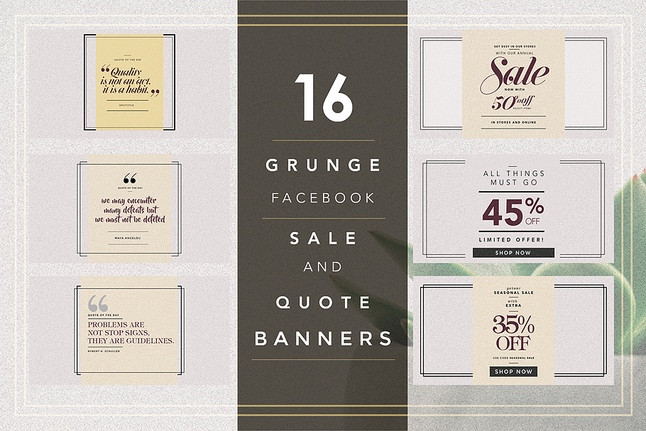 GRUNGE Facebook sale and quote pack  in Facebook Templates - product preview 8