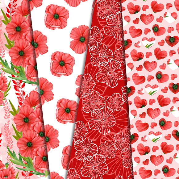 Red poppy patterns in Patterns - product preview 2
