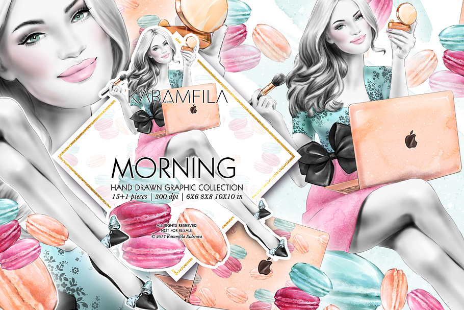 Morning Girl Boss Fashion Clipart in Illustrations - product preview 8