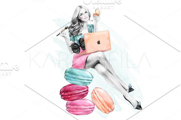 Morning Girl Boss Fashion Clipart in Illustrations - product preview 2