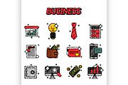 Business flat icons set