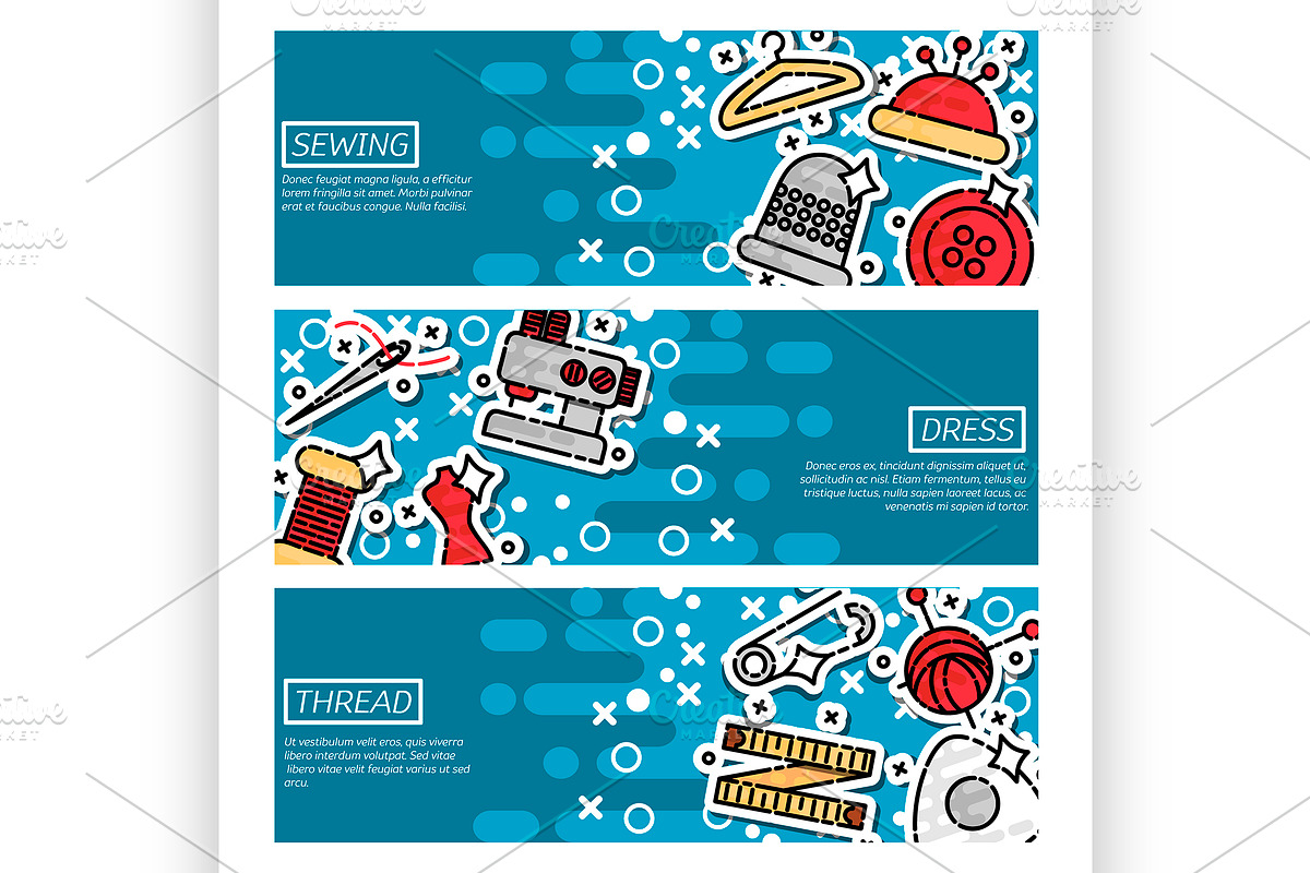 Banners about sewing in Illustrations - product preview 8