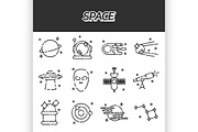 Space flat icons set