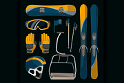 Ski and Snowboard equipment icons