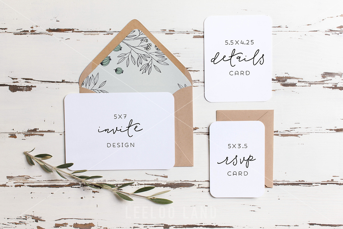 Rustic Wedding Suite Mockup Olive 2 in Product Mockups - product preview 8