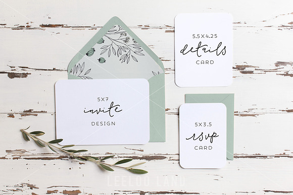 Rustic Wedding Suite Mockup Olive 2 in Product Mockups - product preview 3
